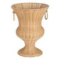 Vase décoratif de sol élégant et stylé, de style bohème, carré, grande capacité, en osier tressé, rotin et bambou mat, pour fleurs artificielles