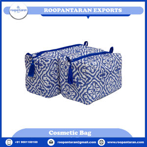 Bolsa de Cosméticos Acolchada de Algodón Indio Azul Hibisco, Estampada en Bloque, de Alta Calidad, Directamente del Fabricante, a la Venta a Precio Económico - Product Image 6