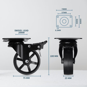 Matériel en acier de verrouillage de rouleau de roue en nylon noir direct d'usine de 3 pouces pour des chariots de vendeur 75mm - Product Image 2