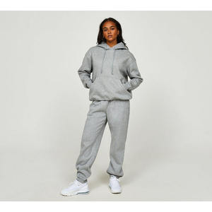 Ensemble deux pièces classique pour femmes, pull à capuche et pantalon de jogging, uni, vintage, doux, pour tous les jours - Product Image 1