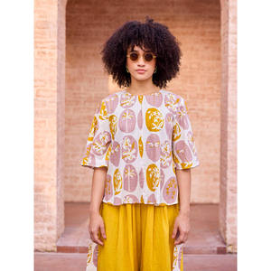 Ensemble coordonné deux pièces en coton uni pour femmes Panjim - Tenue de bureau - Product Image 3