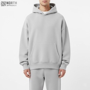 Sweat à capuche surdimensionné en éponge française Vintage personnalisé 100% coton lourd délavé à l'acide gris vieilli avec motif imprimé - Product Image 1