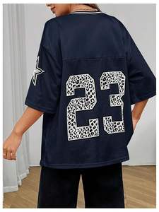 Trendy Women's Jersey Oversized T <b>Shirts</b> Letter Graphic V Neck <b>Half</b> <b>Sleeve</b> Streetwear Tops <b>Shirts</b> Comfortable And Stylish - Product Image 3