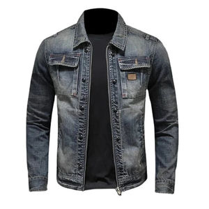 Chaqueta Vaquera de Color Sólido al por Mayor para Hombre, Chaqueta de Mezclilla con Cuello Alto Personalizada, Estilo Urbano de Invierno, Servicio OEM de Pakistán - Product Image 3