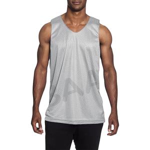Maillot de basket réversible pour homme, haut de gamme, respirant, en maille, couleur gris clair - Product Image 1