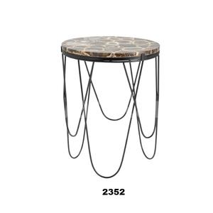 Table d'appoint ronde en métal noir et agate de haute qualité pour la maison et le bureau - Product Image 1