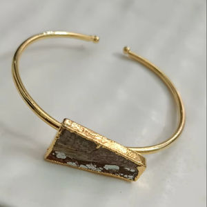 กำไลข้อมือหินเดี่ยวทองเหลืองชุบทองทำด้วยมือเครื่องประดับแฟชั่นหรูหราปรับได้สำหรับผู้หญิงดีไซน์อินเทรนด์ - Product Image 2