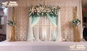 Decoración de escenario lujosa con paredes de vela, telón de fondo de Metal para escenario, elegante, para recepción - Product Image 5