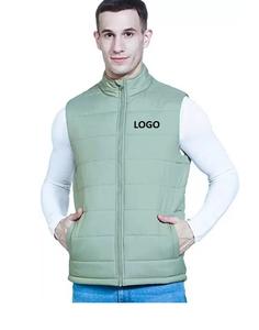 Chaqueta de invierno para hombre de talla grande de alta calidad al por mayor, chaleco acolchado grueso sin mangas con logotipo personalizado, lona tejida informal, 100% poliéster - Product Image 6