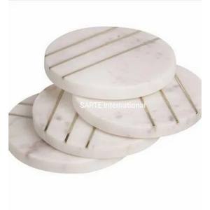 Sous-verres en marbre vert Plateau de service en incrustation d'os en nacre avec incrustation d'os en nacre Sous-verres - Product Image 6