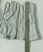 Gants en cuir blanc/gris 35 cm, doublure en coton, ignifuges, anti-choc, anti-coupure, certifiés CE, sans Chrome VI, sans Azo, imperméables