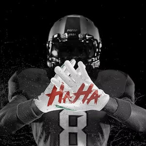 Gants de football américain de haute qualité, confortables, personnalisables avec votre propre logo, impression silicone, pour l'entraînement sportif. - Product Image 3