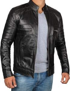 Veste d'hiver en cuir chaude nouveau design veste en cuir d'agneau véritable pour hommes veste en cuir de fourrure coupe ajustée pour hommes - Product Image 3