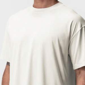 Camiseta de entrenamiento de gran tamaño de marfil, camiseta de gimnasio de rendimiento que absorbe el sudor, antimicrobiano, camiseta de entrenamiento atlético Boxy Fit de secado rápido - Product Image 6