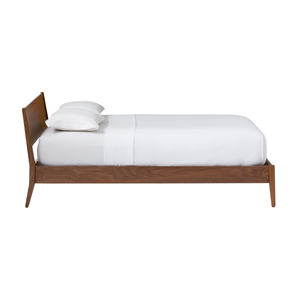 Modern Tapered Leg Solid Teak Wood <b>Bed</b> with Storage Slim Platform Frame and Flat Headboard for Bedroom Hotel Villa - Product Image 4