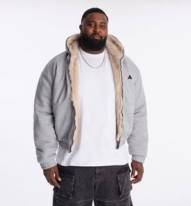 Veste en polaire à capuche décontractée pour homme, automne, épaisse, coupe-vent, 100% coton, imprimé personnalisé, fermeture éclair, manches régulières - Product Image 1