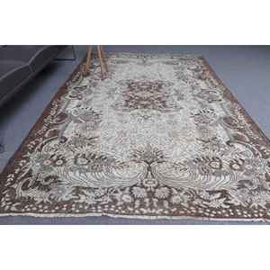 Alfombra Turca Vintage de 5.6x9.1 pies (172x276 cm), Alfombra Abstracta Marrón Gris - Product Image 2