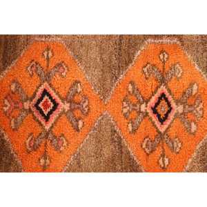 Tapis turc vintage 1,8x2,6 pi (54x78 cm), tapis floral marron orange - Product Image 5
