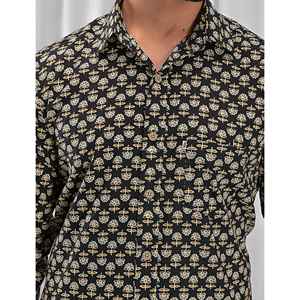 Men's Casual Floral Printed Cotton <b>Shirt</b> with Stand Collar Full Sleeves ODM Supply Woven Poplin Oxford Fabric <b>Patchwork</b> Pattern - Product Image 2