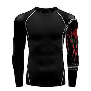 Venta al por mayor camisa de compresión de los hombres de gimnasio apretado Fit manga corta ropa deportiva de secado rápido entrenamiento Fitness entrenamiento camiseta - Product Image 1