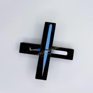 Pinzas para Extensión de Pestañas de Acero Inoxidable, Pinzas de Aislamiento con Punta de Fibra 90, Recubrimiento en Polvo Blanco y Azul, Herramienta Profesional para Pestañas - Product Image 2