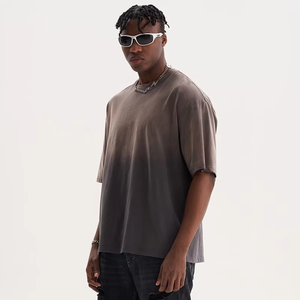 Camiseta Vintage de verano 2025 para hombre, lavado ácido de alta calidad, 100% algodón, doble sombra, hombro caído, patrón sólido de punto de Color - Product Image 6