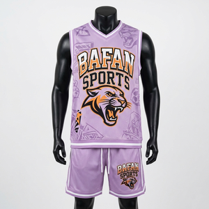 Mens Mesh Jersey Short Set 180 GSM Premium Breathable Fabric Purple <b>Athletic</b> Graphic Custom Logo short set for men's - Product Image 1
