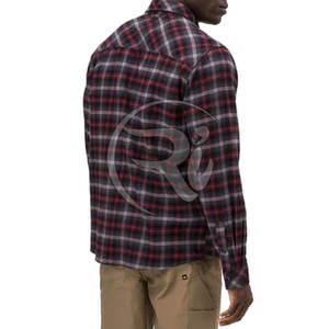 Camisas de manga larga de franela Lisa informales de estilo personalizado para hombre, camisetas de franela de talla grande de algodón 100% a la venta - Product Image 5