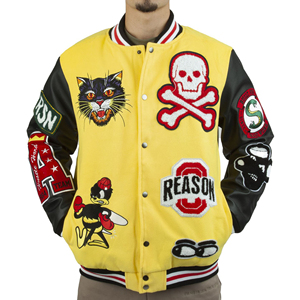 Chaqueta universitaria de retazos personalizada, chaqueta con letras de manga de lana y cuero, chaqueta bomber de béisbol con parche de chenilla bordada personalizada - Product Image 6