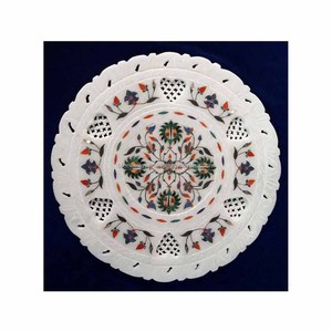 Plaque à incrustation en marbre blanc, la plus belle, pièces - Product Image 1