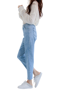 Pantalones bombachos superelásticos informales de alta calidad para mujer, ropa de calle de cintura media y vaqueros lavados estilo Hip Hop de verano - Product Image 2