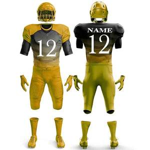 Tenue de football américain de niveau professionnel, ensemble complet rouge court comprenant un maillot et un pantalon, 100% polyester respirant à séchage rapide, conçu - Product Image 6