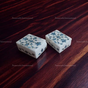Meilleure Qualité Floral Art Marbre Boîte À Bijoux Blanc Mère Perle Incrustation Stonecrafts International MOP0194 10x7.5 cm Personnalisé - Product Image 1