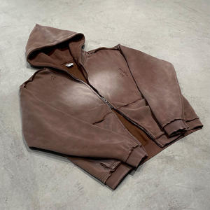 Sudadera con Capucha Personalizada al por Mayor, Estilo Vintage Desgastado, con Cierre, para Streetwear, Marca Privada, OEM, Suministro al por Mayor - Product Image 1