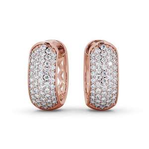 Boucles d'oreilles Huggie en or 18 carats plaqué rhodium avec diamant de laboratoire taillé en coussin 0.40CTW avec accent pavé-Luxira - Product Image 2