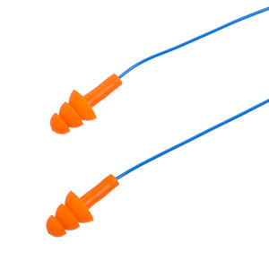 Bouchons d'oreilles en silicone UMP à trois languettes NRR/sf. Protection auditive réutilisable hypoallergénique 18 dB avec option cordon pour la réduction du bruit - Product Image 1