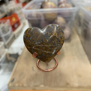 Wholesale Natural Brecciated Jasper Heart Shape Large Hand Polished Healing <b>Crystal</b> With Elegant Iron Display Stand <b>Decorative</b> - Product Image 3
