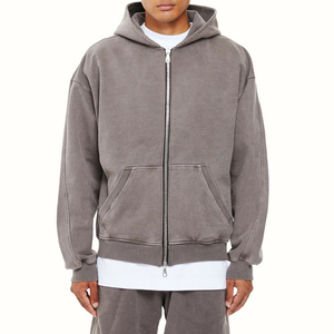 Sweat à capuche à manches longues avec fermeture éclair complète pour hommes-sweat à capuche zippé simple et décontracté avec poche kanga et cordons de serrage - Product Image 3