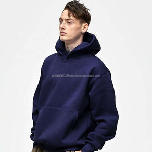 Sweats à capuche unisexes en coton 100% épais, uni, lourd, surdimensionné, sans cordon, logo personnalisé, taille plus, sweats à capuche pour hommes - Product Image 3