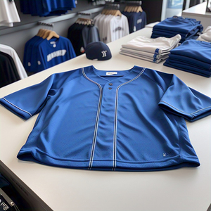 เสื้อเจอร์ซีย์เบสบอลสำหรับผู้ชายเสื้อลายทางระบายอากาศมีกระดุมปักออกแบบได้ตามต้องการ - Product Image 2