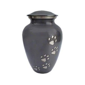 High Quality Aluminium Cremation <b>Pet</b> <b>Urns</b> With Paw Print Pewter And Black Color Finished Metal Funeral <b>Urns</b> For Human Ashes - Product Image 5