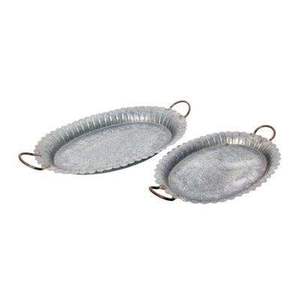 Ensemble de plateaux de service bohème très demandé plateau de service galvanisé de trois pièces avec poignée décor de Table plateau de rangement rustique en métal - Product Image 2