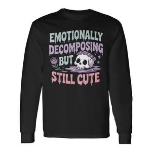 T-Shirt Promozionale a Maniche Lunghe con Stile Goth Morbido e Energico, Carino ma Spaventoso, per la Salute Mentale - Product Image 1