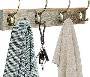 Ganchos de latón antiguo Rieles Tornillos montados en la pared Estilo retro Ganchos dobles Utilidad Ganchos negros Abrigo Bufanda Bolsa Toalla Llavero Sombrero - Product Image 1