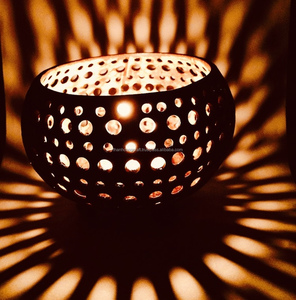 Bougeoir en noix de coco artisanal naturel, bols en coquille de noix de coco, photophore pour la décoration - Product Image 5