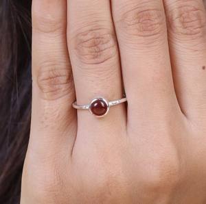 Cornaline lisse naturelle 5mm pierre précieuse solide 925 argent Sterling fin fait à la main minuscule minimaliste éternité Vermeil bague en gros - Product Image 5