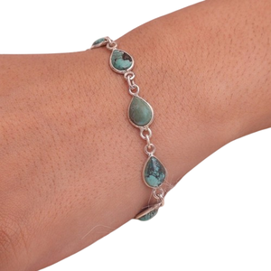 925 Solid Silver Classical <b>Bracelet</b> Jewelry for Women 925 Sterling Silver Turquoise Gemstone <b>Boho</b> Style Handmade <b>Bracelet</b> Gift - Product Image 1