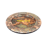 Assiette de présentation en métal à motif de feuille classique, plaquée or, élégante, différents styles, assiette de présentation en métal moderne