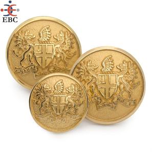 Boutons ronds en laiton écologiques personnalisés en gros, plaquage or sur mesure pour uniformes de grade personnalisés avec boutons à tige en laiton - Product Image 1
