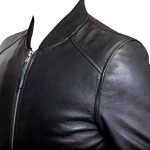 Veste personnalisée en cuir véritable pour homme Veste respirante en cuir véritable pour homme avec col mandarin - Product Image 2